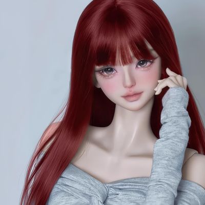 YHYQiFei BJD Doll Wig Fashions Soft Long Natural Curly Hair, Wavy Hair, Straight Hair,for 1/3 1/4 1/6 BJD Dolls (Burgundy Straight Hair 1/3)