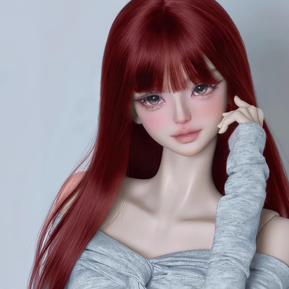 YHYQiFei BJD Doll Wig Fashions Soft Long Natural Curly Hair, Wavy Hair, Straight Hair,for 1/3 1/4 1/6 BJD Dolls (Burgundy Straight Hair 1/3)