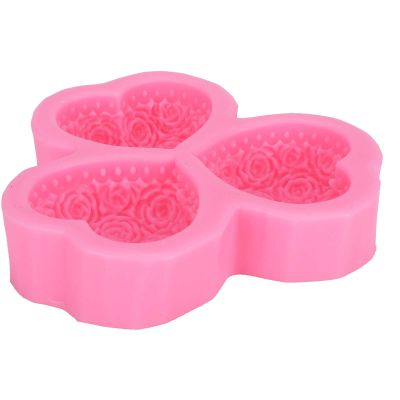 3-Cavity Heart Shaped Flower Silicone Mold, Easy to Clean, DIY Cake Mold for Cake Decoration, Hand Made Soap, Aromatherapy Plaster