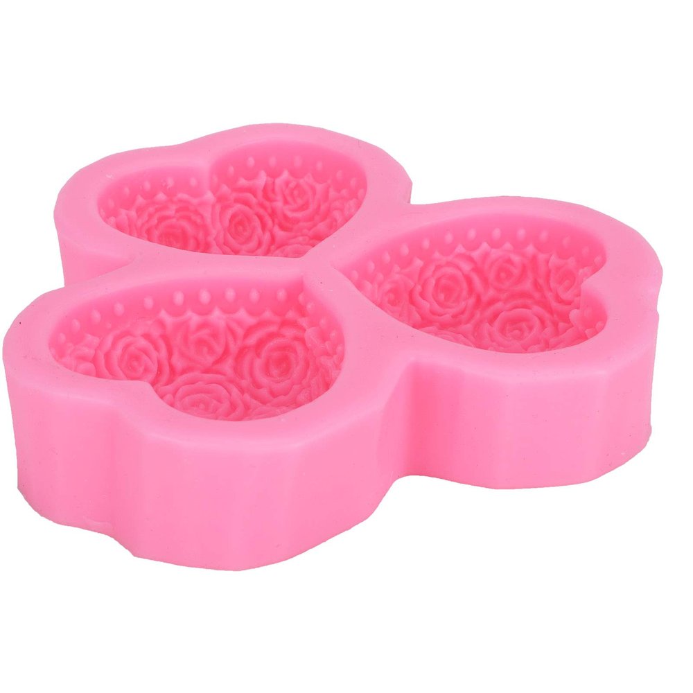 3-Cavity Heart Shaped Flower Silicone Mold, Easy to Clean, DIY Cake Mold for Cake Decoration, Hand Made Soap, Aromatherapy Plaster