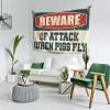 Funny Patio Decor Beware Of Attack When Pigs Fly Tapestry Indie Room Decor Stuff For Your Room(100X150CM) view 2