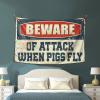 Funny Patio Decor Beware Of Attack When Pigs Fly Tapestry Indie Room Decor Stuff For Your Room(100X150CM) view 3