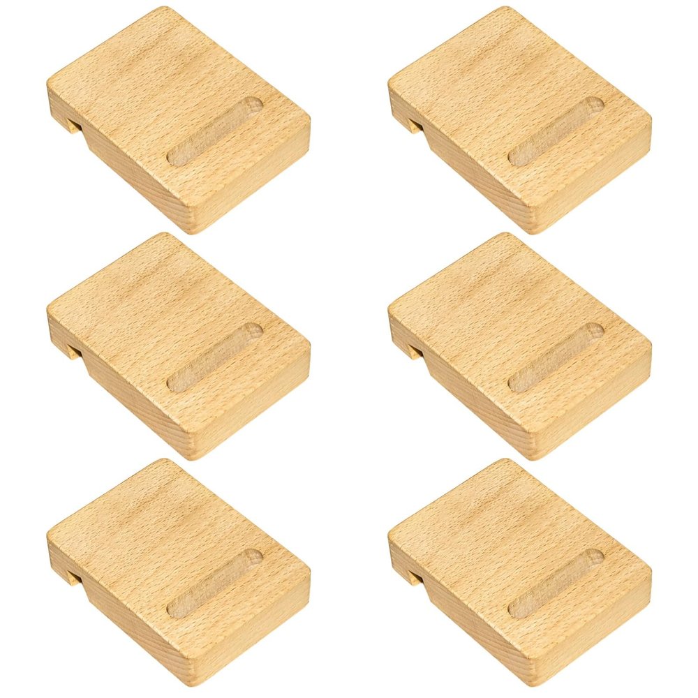 6 Handcrafted Wooden Stands for Needlework and Embroidery, Dual Slot System, Natural Wood Finish, Includes Phone Holder, 3.15 X 2.36 X 0.71 Inches