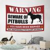 PLOWS Bar Accessories Man Cave Beware Of Pitbulls Tapestry Wall Hanging Wall Decor For Dorm Room(100X150CM) view 4