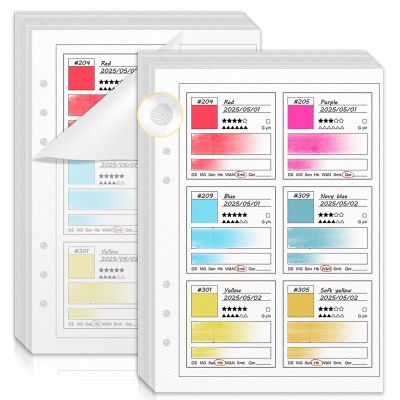 25 Sheets A5 Watercolor Swatch Paper Painters Color Diary Loose Leaf for 6 Ring 140lb 100% Cotton Water Color Paper for Artists Watercolor Coloring Book with 26 Sheets Glassine