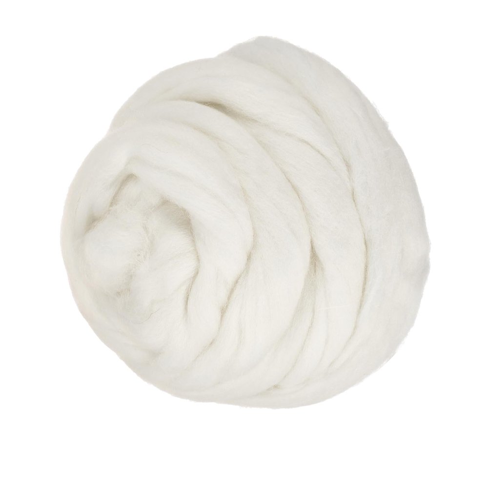 PATIKIL Wool Roving Yarn, 80G/2.82OZ Soft Felting Wool Pure Chunky Roving Yarn Bulk for Needle Felting Knitting Blanket Spinning Weaving DIY Craft, White