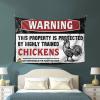 PLOWS Tapestries Warning This Property Is Protected By A Highly Trained Chicken2 Tapestry Man Cabe Decor Man Cave Bar(100X150CM) view 3