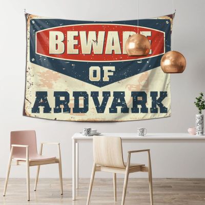 PLOWS Man Cave Accessories And Decor Beware Of Aardvark Tapestry Wall Tapestry College Funny Sogns(100X150CM)