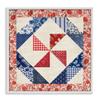 'Collaged Quilt Patterns Red & Blue'| Framed Giclee Art view 1