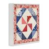 'Collaged Quilt Patterns Red & Blue'| Framed Giclee Art view 3