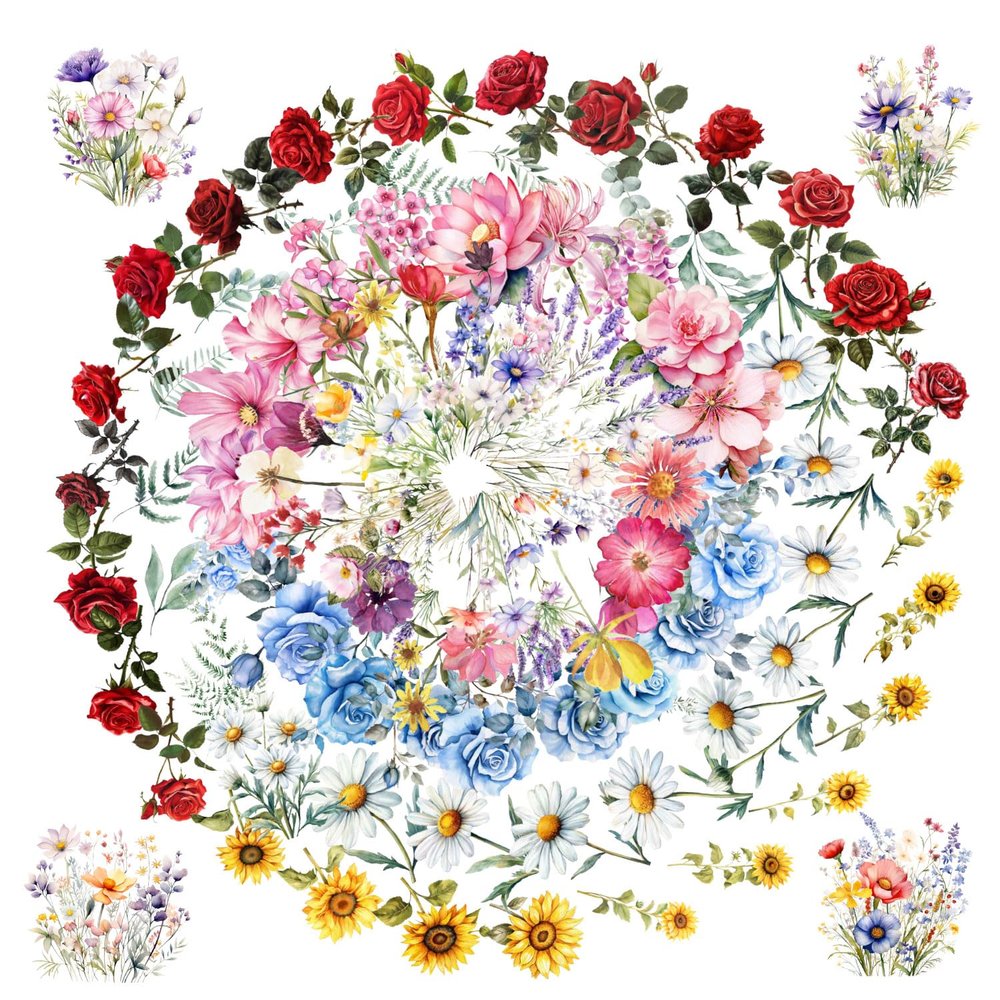 100 Pcs Natural Flower Stickers for Scrapbooking Junk Journal Notebook Planner Card Making Collage Envelope Water Bottle Phone Case Craft, Rose, Daisy, Lavender, Sunflower, Wildflower Stickers