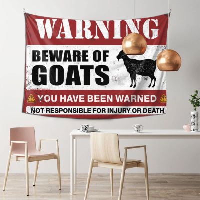 PLOWS Outdoor Bar Decor Beware Of Goats Tapestry Outdoor Bar Decor Bedroom Decorations(100X150CM)
