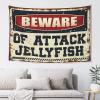 PLOWS Boys Bedroom Accessories Beware Of Attack Jellyfish Tapestry Men Decor Funny Room Decor(100X150CM) view 1