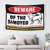 PLOWS Tapestry Aesthetic Beware Of Samoyed Tapestry Tapestries For Bedroom Asthetic Room Decore(100X150CM) view 1