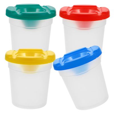 LOLIPPYY 4pcs Boys and Girls Brush Wash Basin Rotating Painting Brush Washer Non-Spill Paint Cups for Art Projects Classroom Use Random Color