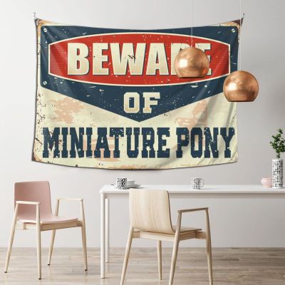 PLOWS Tapestry For Wall Beware Of Miniature Pony Tapestry Gaming Room Man Cave Rules(75X100CM)