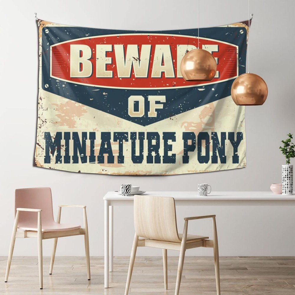 PLOWS Tapestry For Wall Beware Of Miniature Pony Tapestry Gaming Room Man Cave Rules(75X100CM)