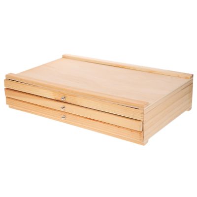 ARTSEWPLY Wooden Storage Box for Artists Multi-Layer Paint Brush Holder Drawers for Easy Organization Portable Beechwood Art Supplies Organizer for Outdoor Sketching