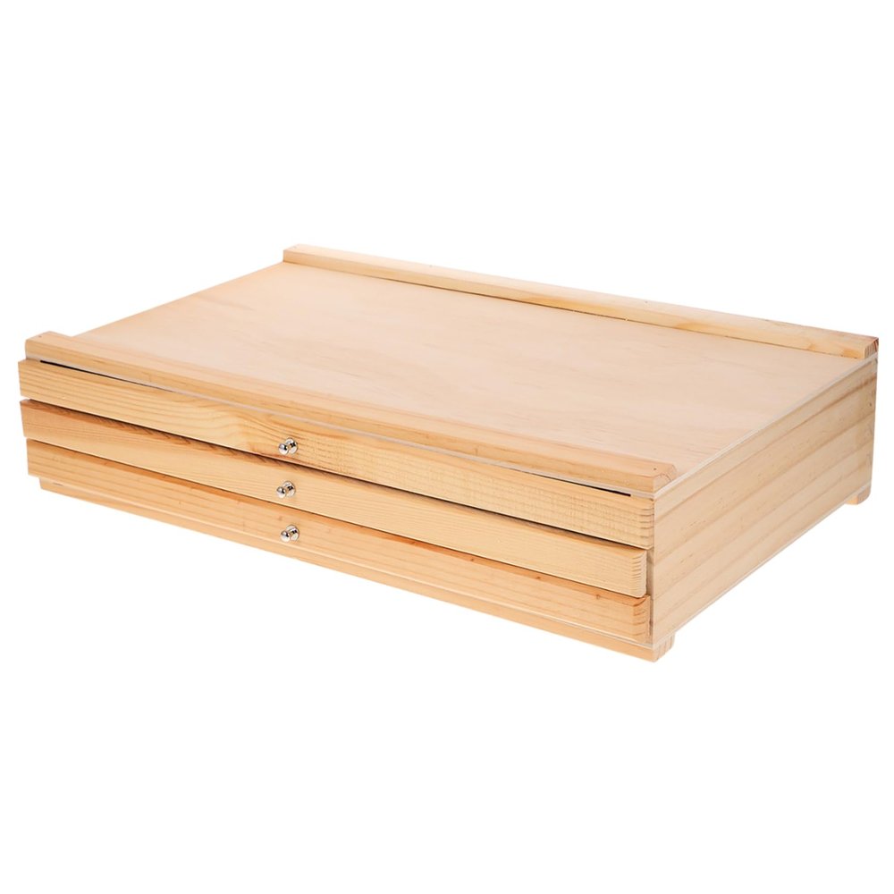 ARTSEWPLY Wooden Storage Box for Artists Multi-Layer Paint Brush Holder Drawers for Easy Organization Portable Beechwood Art Supplies Organizer for Outdoor Sketching