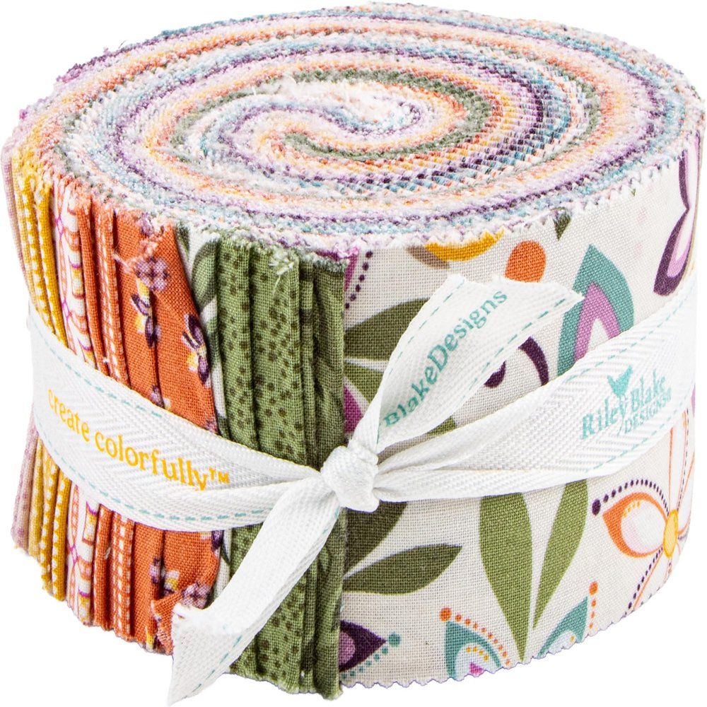 Judi Madsen Juju's Petals Rolie Polie 40 2.5-inch Strips Jelly Roll Riley Blake Designs RP-16610-40