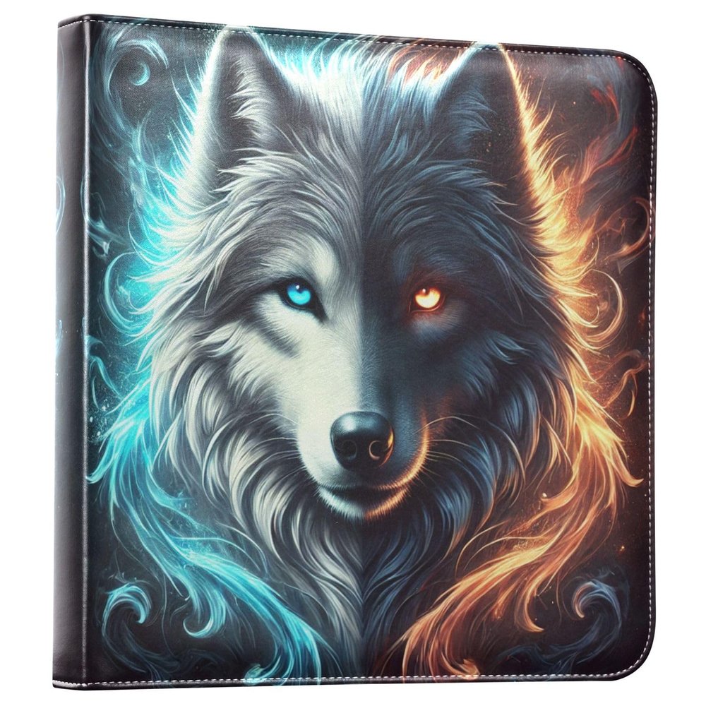 Wolf Face Black White Scrapbook Photo Album Self Pages for 4x6 5x7 6x8 Pictures 40 Pages Photo Book DIY Memory Book 3 Ring Binders for Anniversary Family Wedding Travel
