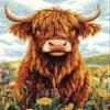 Bcdfgybcaxn DIY Needlepoint Embroidery Kits,Highland Cattle in Flowers,Cross Stitch Kits for Adults Beginners,11CT Stamped Cross Stitch,Home Decoration Gifts,16X20in view 1