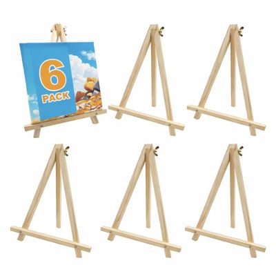 6 Pack 9 Inch Wood Easels, Tripod, Table Top Easels for Painting, Art Craft Painting Easel, Kids Student Tabletop Easels for Painting, Photos Mini Display Tripod