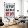 PLOWS Bar Man Cave Decor What Happens In The Hot Tub Stays In The Hot Tub Tapestry Coquette Room Decor Sports Bar Decor(100X150CM) view 2