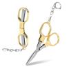 1 Pack Folding Scissors Stainless Steel with Keychain,Safety Foldable Pocket Badge Small Travel Scissors,Portable Telescopic Cutter for Home,Office,Craft,Sewing,Nurse Essentials(Gold view 1