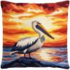 Amcdjkery DIY Latch Hook Kits Pillow Pelican Fiery Sunset Crochet Yarn Pre-Printed Cushion Needlework Pillowcase Hook and Latch Kit Cushion Home Sofa Decoration 17x17inch/43x43cm view 1
