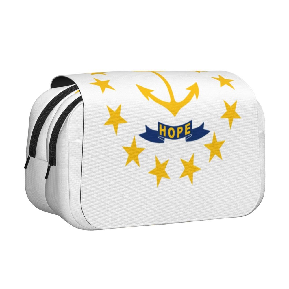 DUWAA Rhode Island State Flag print Pen Pencil Case with Zipper Clear Makeup Color Pouch Cosmetics Bag Multi-Purpose Stationary Bag