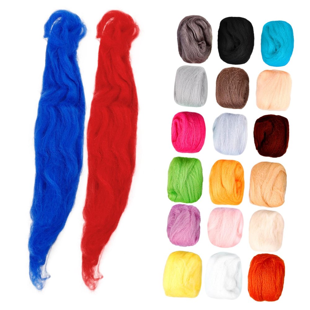 Gadpiparty Wool Felt Craft Kit for DIY Projects Portable Needle Felting Materials 12 Colors Roving Wool for Beginners and Craft Enthusiasts
