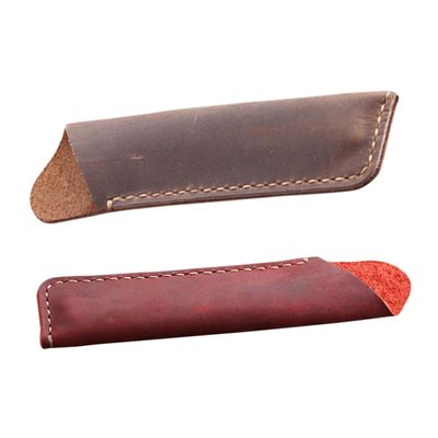 DOITOOL 2Pcs Handmade Cowhide Pencil Cases Vintage Leather Pen Holders Compact Ballpoint Pen Storage Pouches for School Office Organization