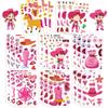 24 Sheets Pink Western Make-a-Face Stickers DIY Cowboy & Cowgirl Character Collage Stickers for Scrapbooking Journaling Planner Decoration view 1