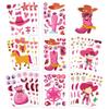 24 Sheets Pink Western Make-a-Face Stickers DIY Cowboy & Cowgirl Character Collage Stickers for Scrapbooking Journaling Planner Decoration view 2