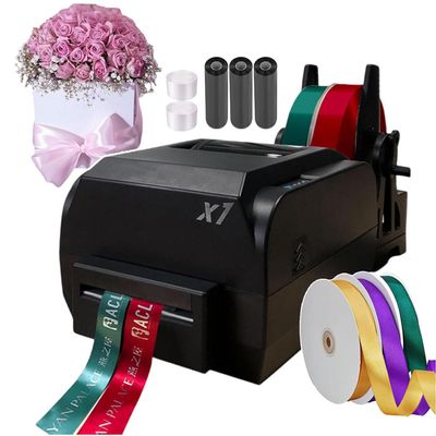 Satin Ribbon Printer Machine, Digital Ribbon Label Printer, Lanyard Textile Foil Stamping Fabric Label Printing Machine, Supports 50+ Languages for Present Wrapping,DoubleRow