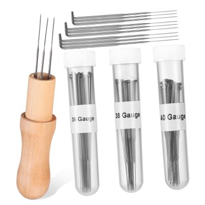 VILLCASE Needle Felting Kit Wooden Handles 8-Piece Wool Felting Needles for Crafting DIY Projects