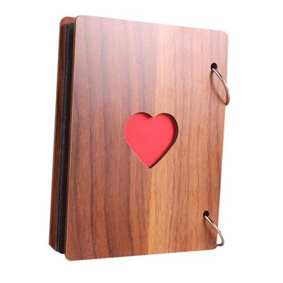 BIUDECO Heart Scrapbook Album Retro Wooden Photo Book for DIY Memories present for Christmas Weddings Showers and Travel Records