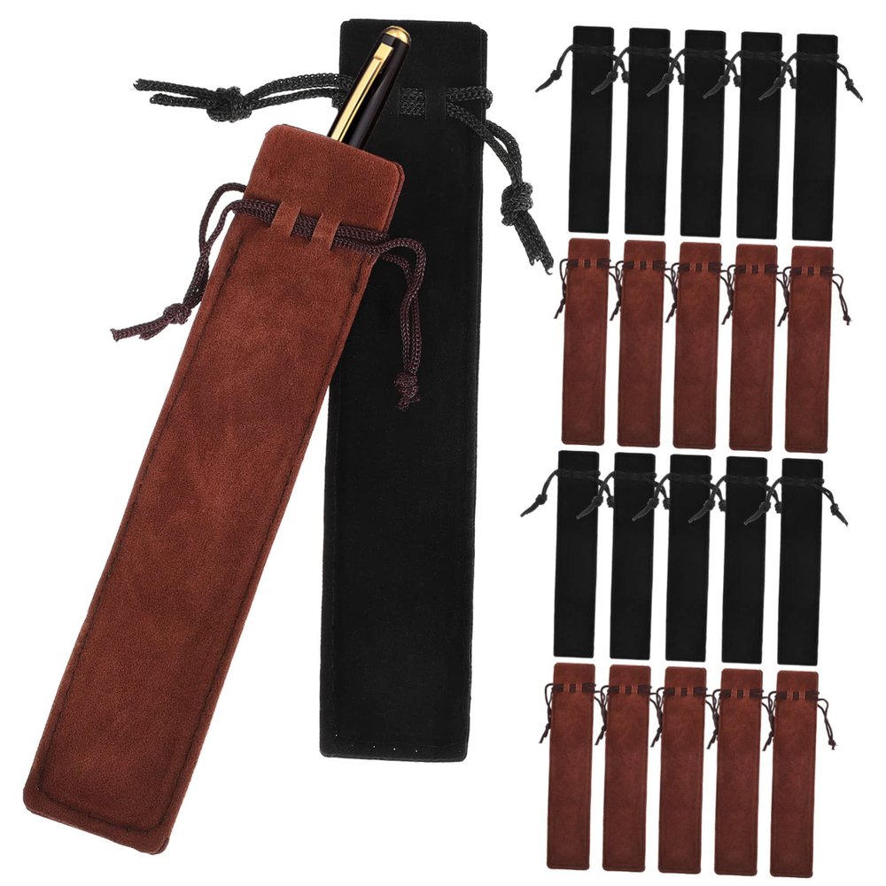 DOITOOL 50Pcs Pen Sleeves Drawstring Pouches Soft Protective Storage Bags for Fountain Pens Ballpoint Pens and Pencils Each