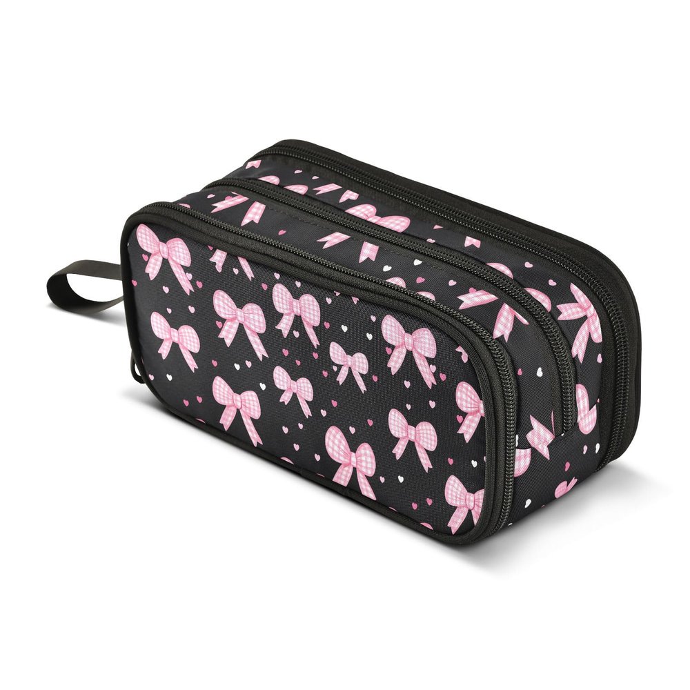 EFEWOI Pink Bow Heart Pencil Case Large Capacity Pen Bag School Office Stationery Organizer Zipper Pencil Pouch for Teen Girls Boys Adult