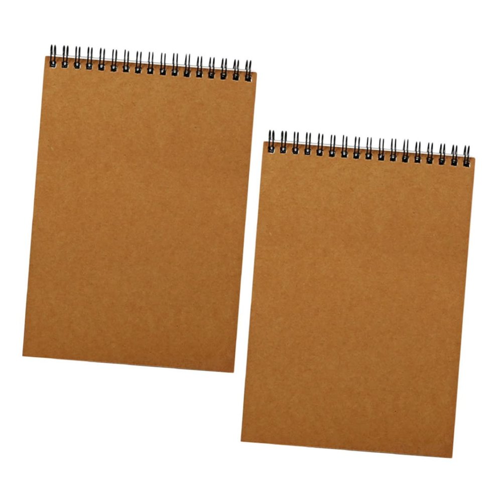 Lurrose 2pcs A5 Spiral Sketch Notebooks for Artists Flip-up Coil Drawing Pads Waterproof Loose-Leaf Notepads for School and Home Use