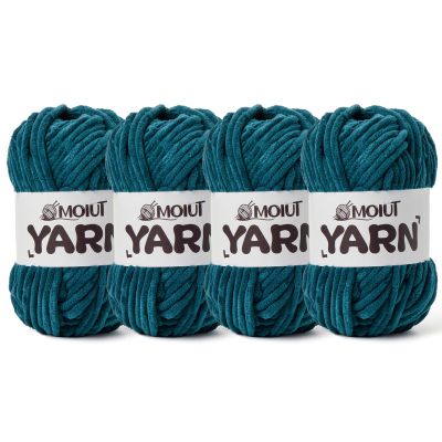 4 Packs Fluffy Chenille Yarn for Crocheting, Chunky Velvet Yarns for Crochet Amigurumi, Baby Yarn for Crocheting Soft Blanket, 349.9yds /14.1 oz Bulky Yarns for Crafts/Hats/Shoes/Socks (4 Denim Blue)