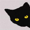 Pepita Needlepoint Canvas: Cat Around Corner Yellow Eyes, 7" x 8" view 1