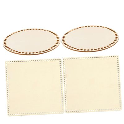 CORHAD 4pcs Natural Wood Crochet Basket Bases for DIY Crafts Mini Weaving Board Holes for Handmade Cross Stitch and Bag Decoration