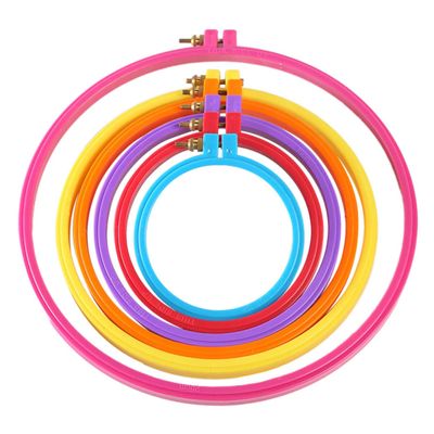 IWOWHERO 6pcs Plastic Embroidery Circle Frames DIY Cross Stitch Cloth Hoop Embroidery Tool for Handcraft Wall Decor Wedding Decor