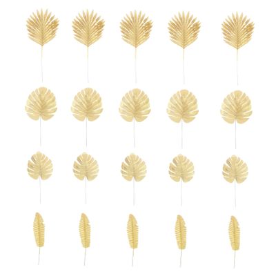 MINAOLULUS 20pcs Artificial Leaves Picks for Home Decor and Weddings Faux Floral Arrangement for Evening Parties Style Decorative Bouquets Golden Finish
