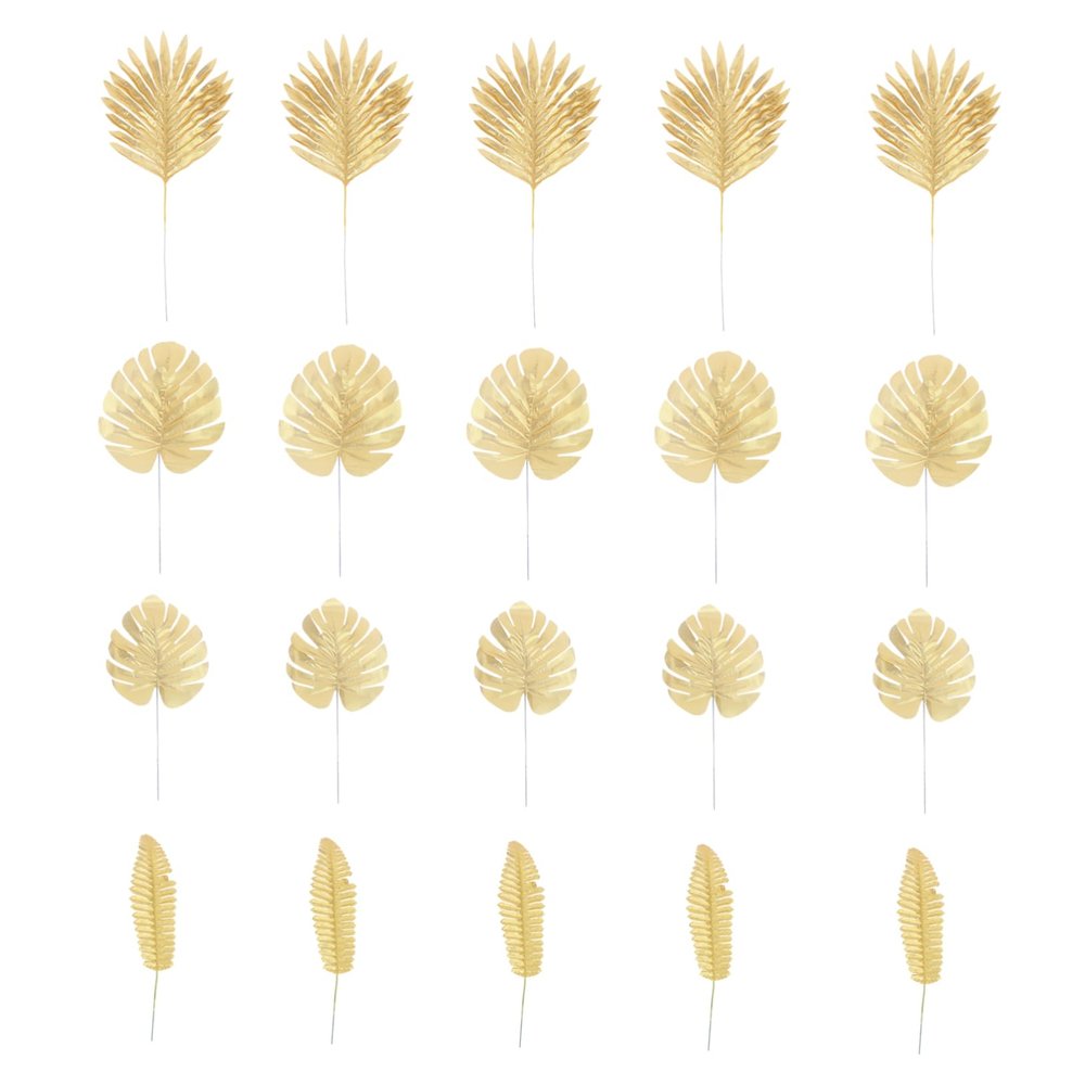 MINAOLULUS 20pcs Artificial Leaves Picks for Home Decor and Weddings Faux Floral Arrangement for Evening Parties Style Decorative Bouquets Golden Finish
