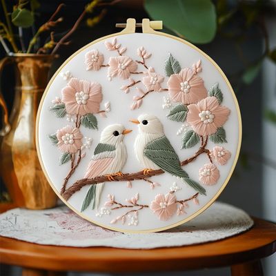 JOZYSH 11CT Embroidery Kit for Beginners Adult, Hummingbird Embroidery Kit for Beginners Include Embroidery Cloth Hoops Threads for Craft Lover Hand Stitch with Embroidery Skill Techniques
