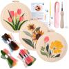 Peotclola Punch Needle Kit for Adults,3 Sets Punch Needle Kits Beginner DIY Embroidery Starter Set with Tools for Home Decoration, Family, Friends Gifts(Flowers) view 1