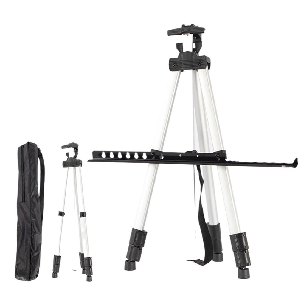 Painting Tripod EaselAdjustable Art Easel Portable Shrinkable,Foldable Tripod,Height Adjustable,Art Supplies Sketch Tools,160cm Height for Painting(Silvery)